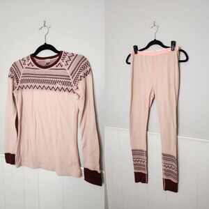 KARI TRAA Fair Isle Wool Base Layer Set